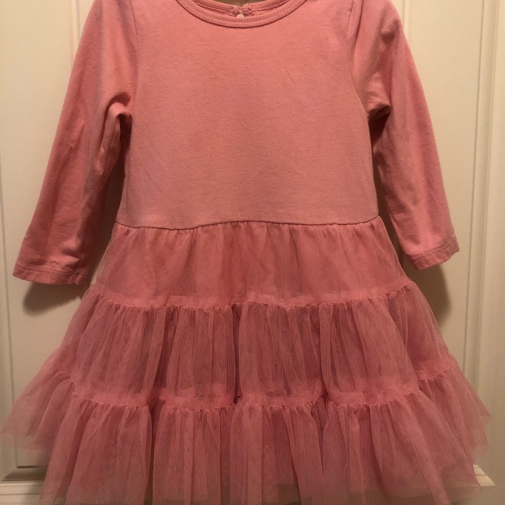 pink tulle ruffle dress